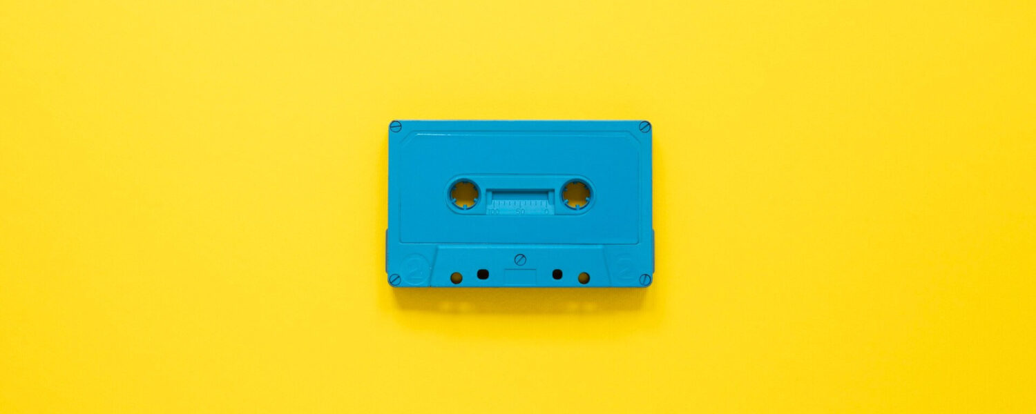 radio concept with cassette yellow background 23 2148681171